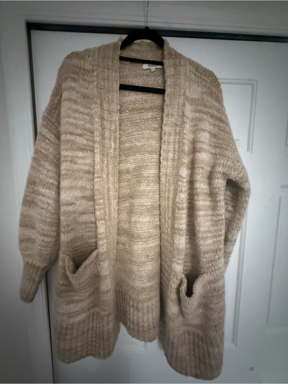 Madewell Cozy Open-Front Cream Knit Cardigan Sweater - oversized Xsmall